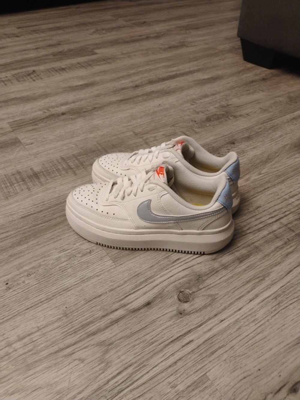 Nike Court Vision Alta White Sneakers with Light Blue Swoosh Women Size 7